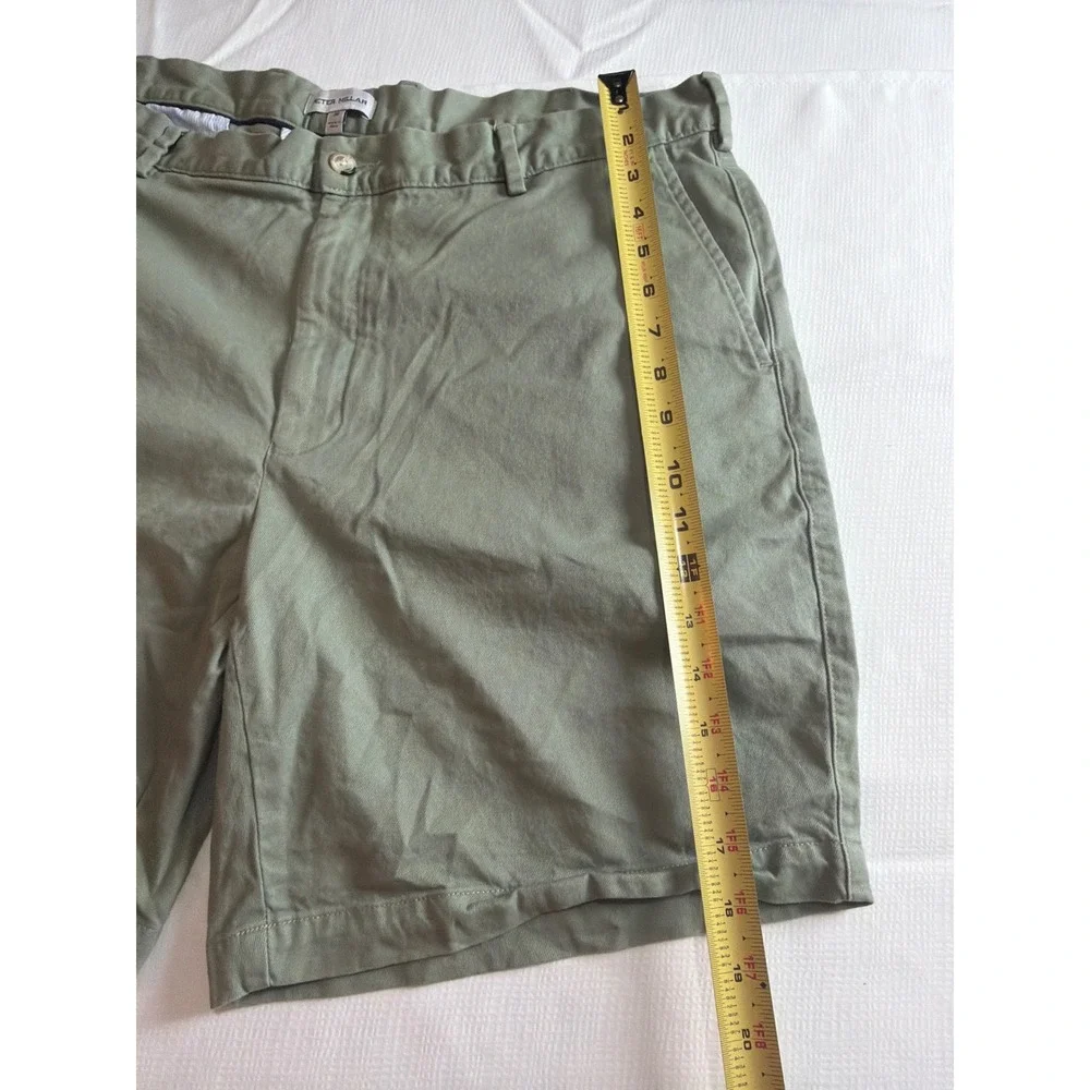 Peter Millar Mens 38 Sage Green Pima Cotton‎ Stretch Chino Shorts 8 Inch Inseam